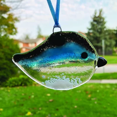 Fused glass bird