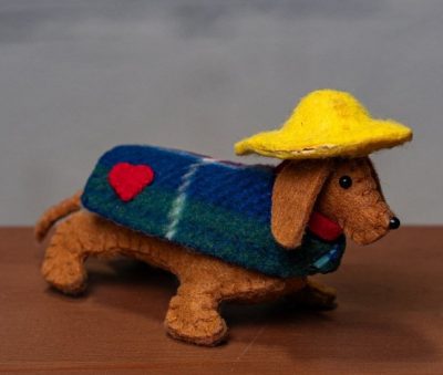 DIY Sewing Kit Felt Dachshund Sewing Kit with Sou'wester and NS Tartan Coat - Image 4