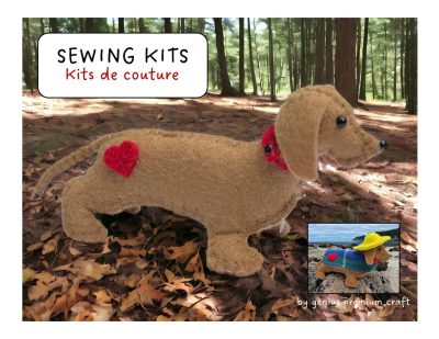 DIY Sewing Kit Felt Dachshund Sewing Kit with Sou'wester and NS Tartan Coat - Image 3