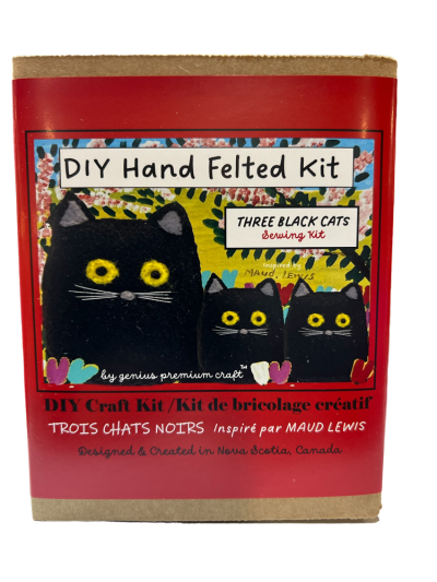 DIY Felt Maud Lewis inspired Three Black Cats Sewing and felting Kit