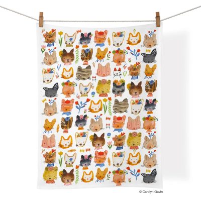 Carolyn Gavin tea towel - Ooh La La Cats Meow!